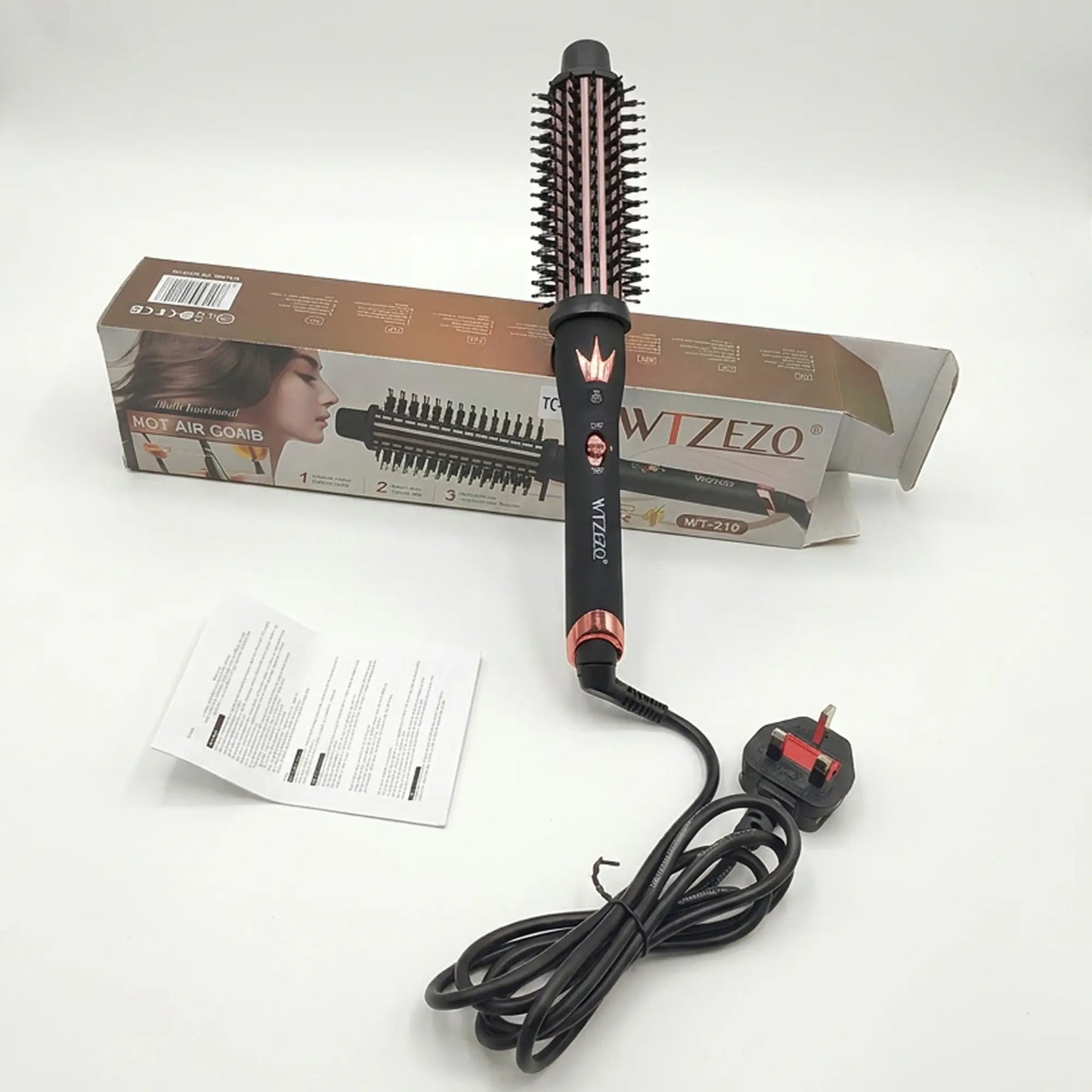 فرشاة الشعر الحرارية WTZEZO WT-210 | تجفيف وتصفيف في خطوة واحدة | أيونات سالبة | حرارة 180–210°C | مناسبة لجميع أنواع الشعر
